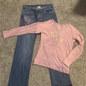 Disney Pirates of the Caribbean Women's Blue Straight Leg Jeans & Shirt